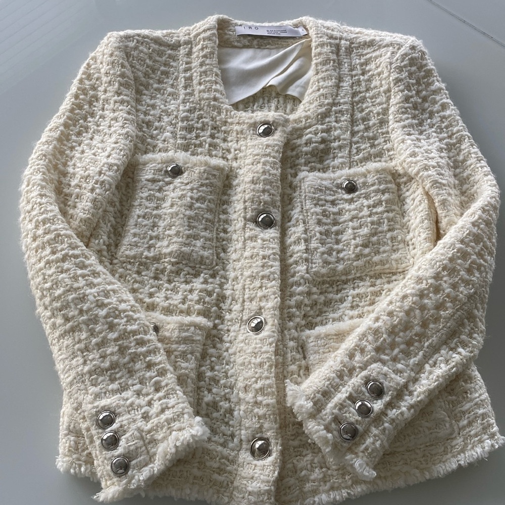 IRO colley tweed jacket in ecru sz 40